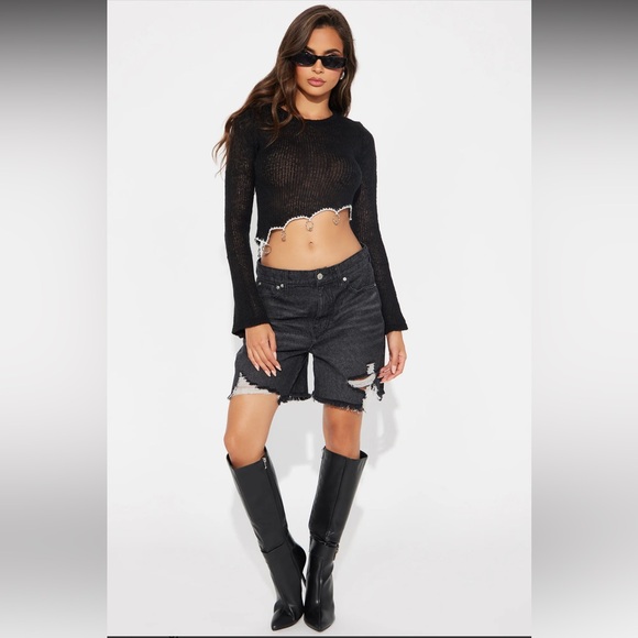 NWT‼️ Metal Hardware Cropped Knit Sweater - Sz XL 🤘🖤🎸 - Picture 3 of 4